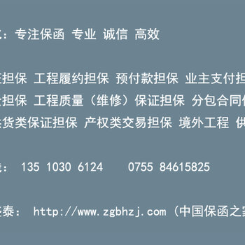 浙江省办理银行保函工程项目担保保函找哪家公